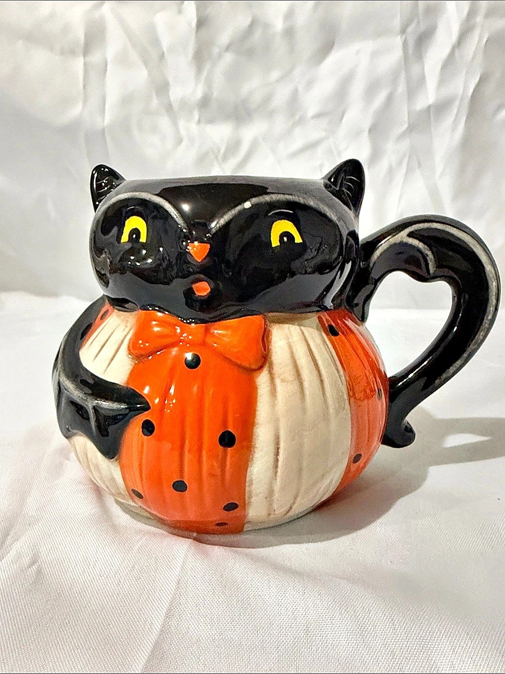 Transpac Halloween Cat Pumpkin Pitcher Orange & Black